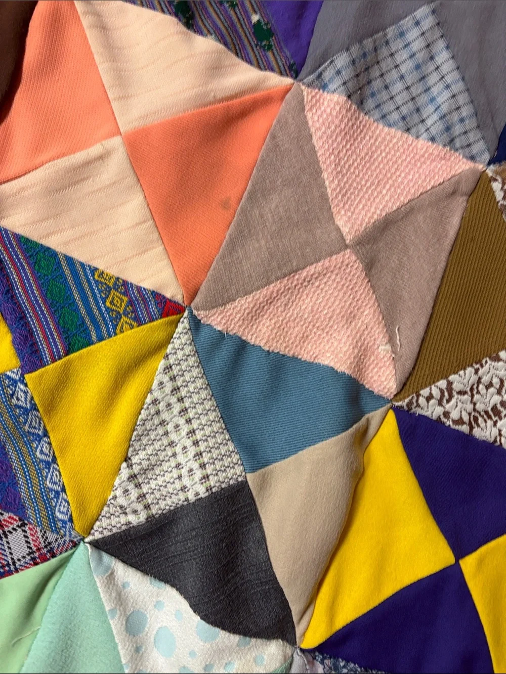 Colorful Vintage Patchwork Quilt Topper Polyester 86x67